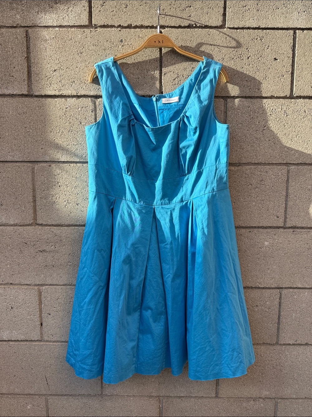Bright Turquoise Sleeveless Fit-and-Flare Dress